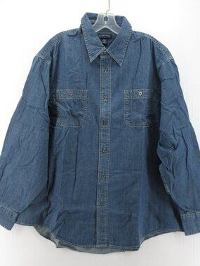 VGT Lands End Shirt XXL Big Denim Button Down Workwear Heritage Classic